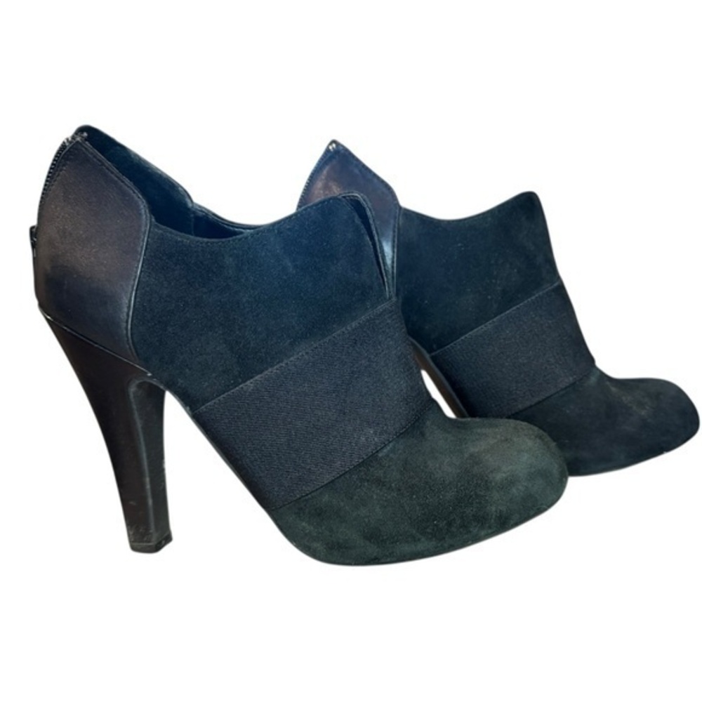 Gianni Bini Tynee Black Leather Suede Fashion High Heel Booties